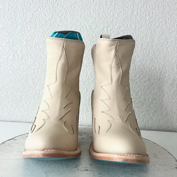 Lane CHELSEA Womens Cowboy Bootie 8 Western Pale Ivory Short Cowgirl Ankle Boots - Picture 6 of 12